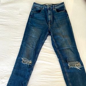 ASOS High-Rise Jeans, Dark Wash, Ripped Knees